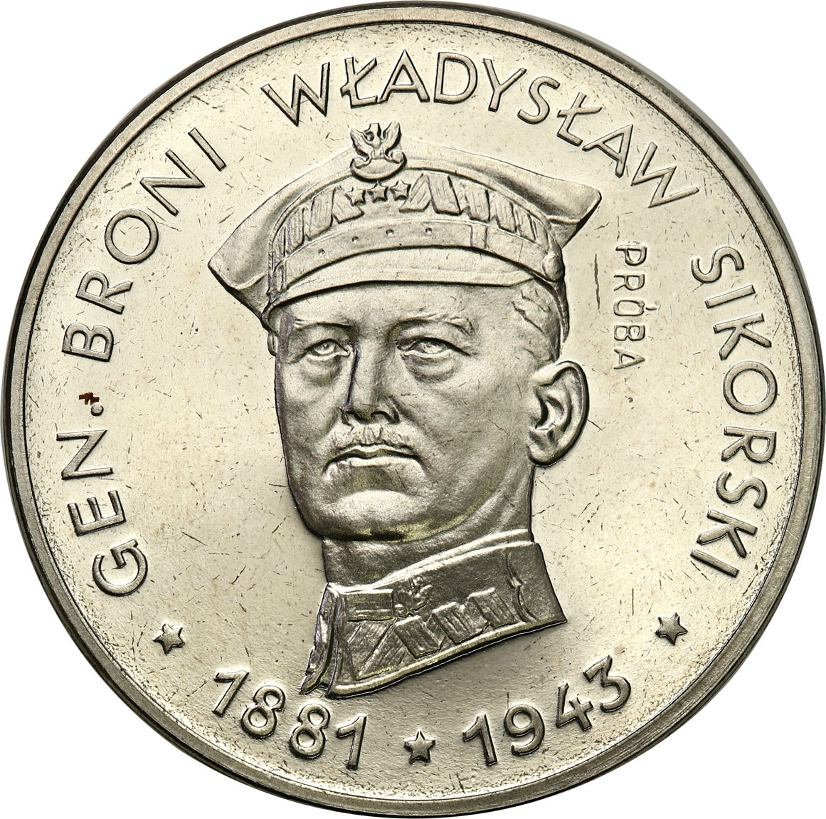 PRL. PRÓBA Nikiel 100 złotych 1981 – Władysław Sikorski